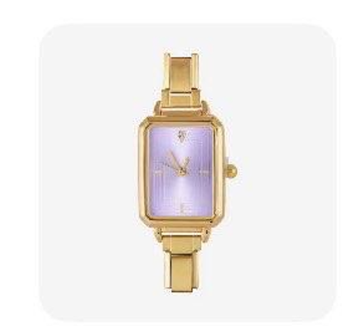 Purple Rectangle Gold Watch