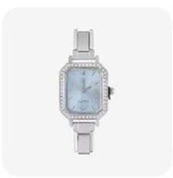 Blue Rectangle Silver Watch