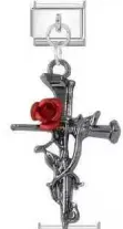 Rose Tangled Cross Charm
