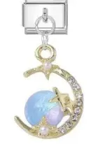 Golden Blue Moon Charm