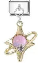 Golden Pink Star Charm