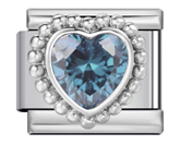 Silver Aqua Heart Gem