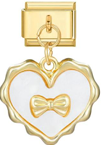 Golden Ribbon White Heart Pendant