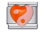 Orange and Pink yin yang heart