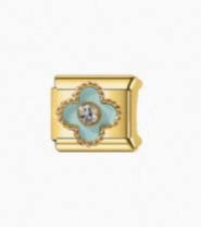 Soft Blue Clover with Diamond