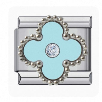 Light Blue Clover - Silver