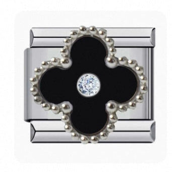 Black Clover with diamond- Silver