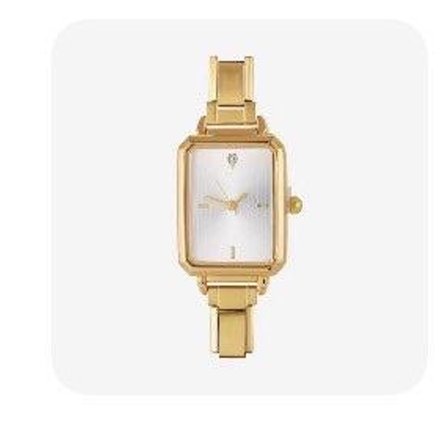 White Rectangle Gold Watch