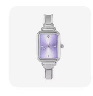Purple Rectangle Silver Watch