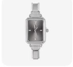 Black Rectangle Silver Watch