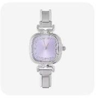 Purple Square Silver Watch