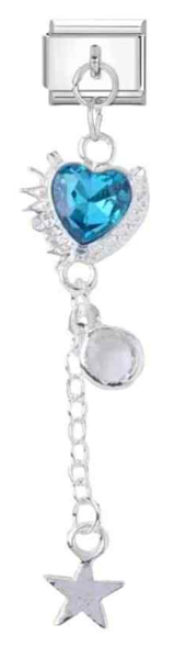 Twinkling Blue Heart Charm