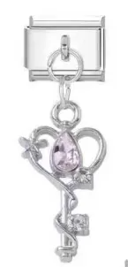 Pink Gem Key Charm
