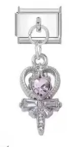 Pink Heart Ribbon Charm