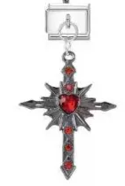 Crimson Devil's Cross Charm