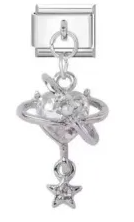 Silver Planetary Heart Charm