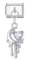 Silver Heart Gem Melting Moon Charm