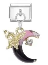 Butterfly on Pink Moon Charm