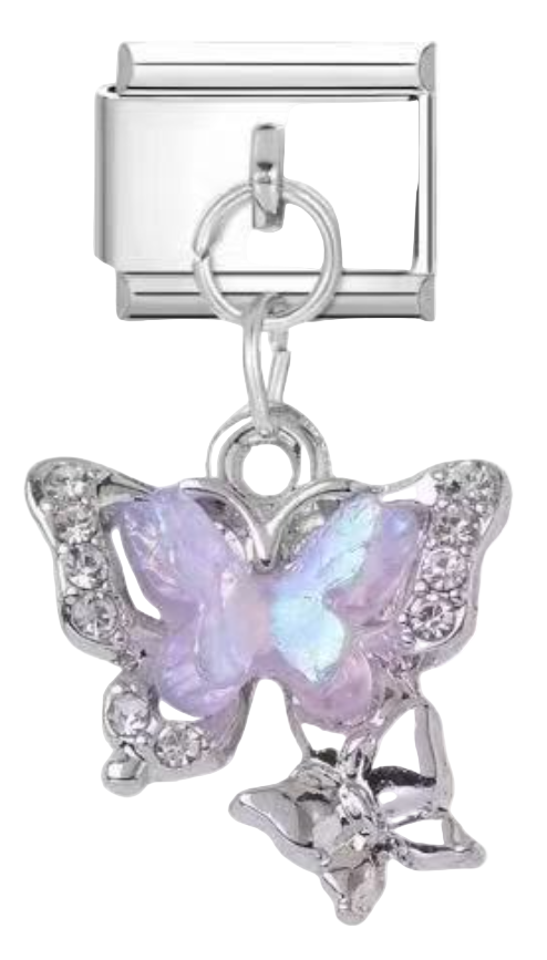 Amethyst Silver Butterfly Charm