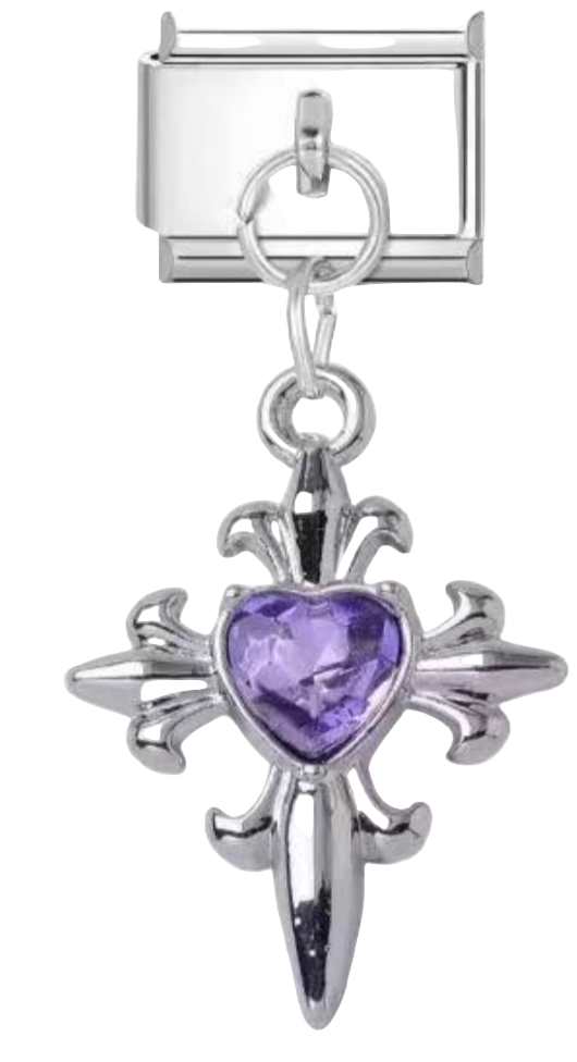 Amethyst Heart Silver Grace Charm