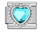 Silver Light Blue Heart Gem