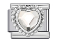 Silver White Heart Gem