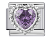 Silver Purple Heart Gem