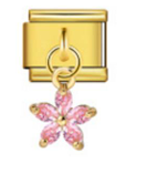 Pink Flower Charm - Gold