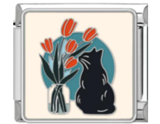Cat & Tulips