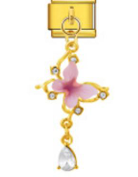 Pink Butterfly Chain Pendant - Gold