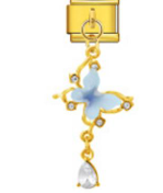 Blue Butterfly Chain Pendant - Gold