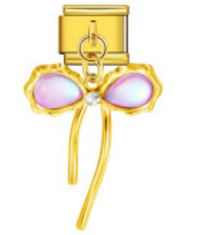 Neon Pink Ribbon - Gold