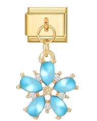 Blue Flower Pendant - Gold
